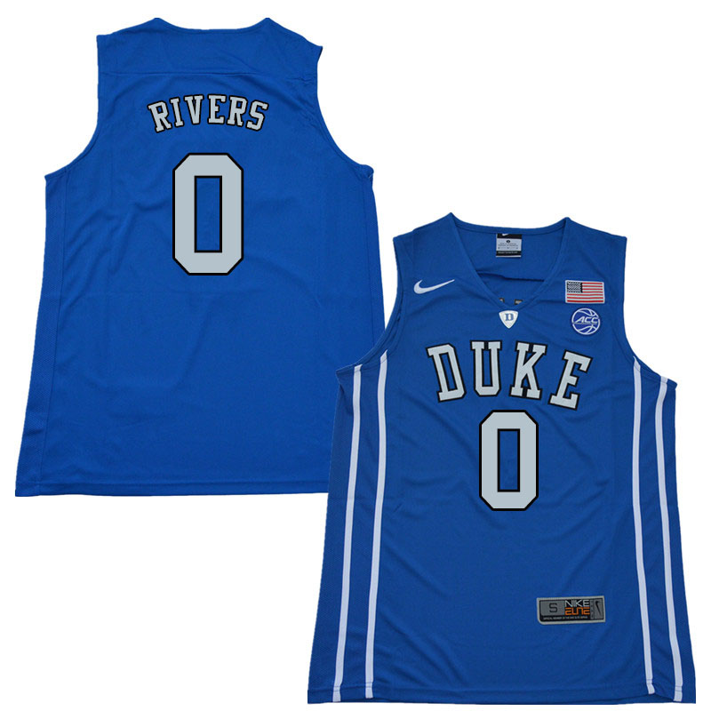 2018 Men #0 Austin Rivers Duke Blue Devils College Basketball Jerseys Sale-Blue - Click Image to Close